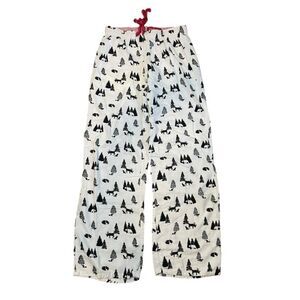 Xhilaration Fleece Moose Print Sleep Pants White Black Knit Lounge Pull-On XS